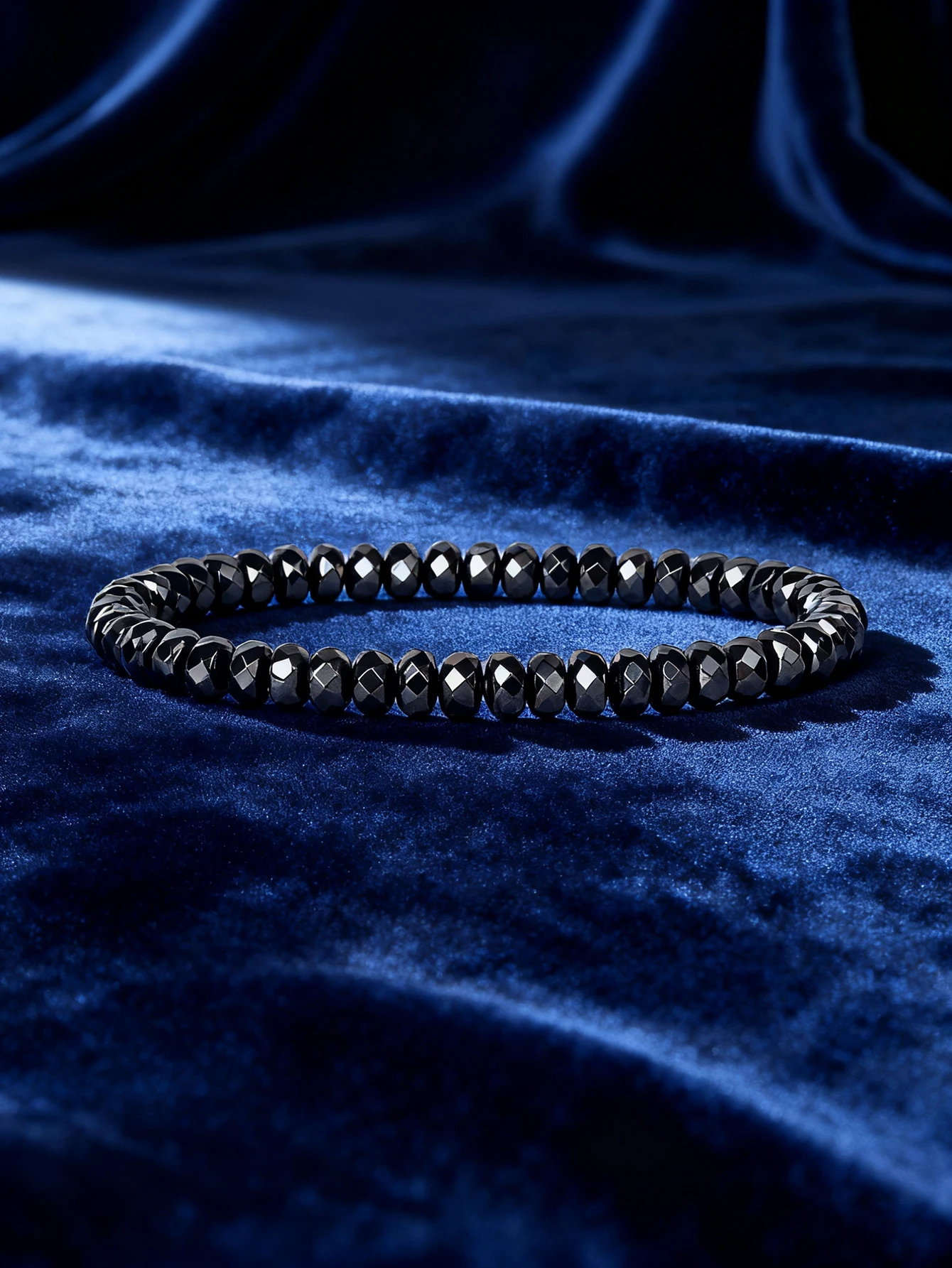 Faceted Hematite Beads Bracelet Natural Stone Hematite Beaded Vigour & Protection for Grounding Confidence Strength Jewelry Gift