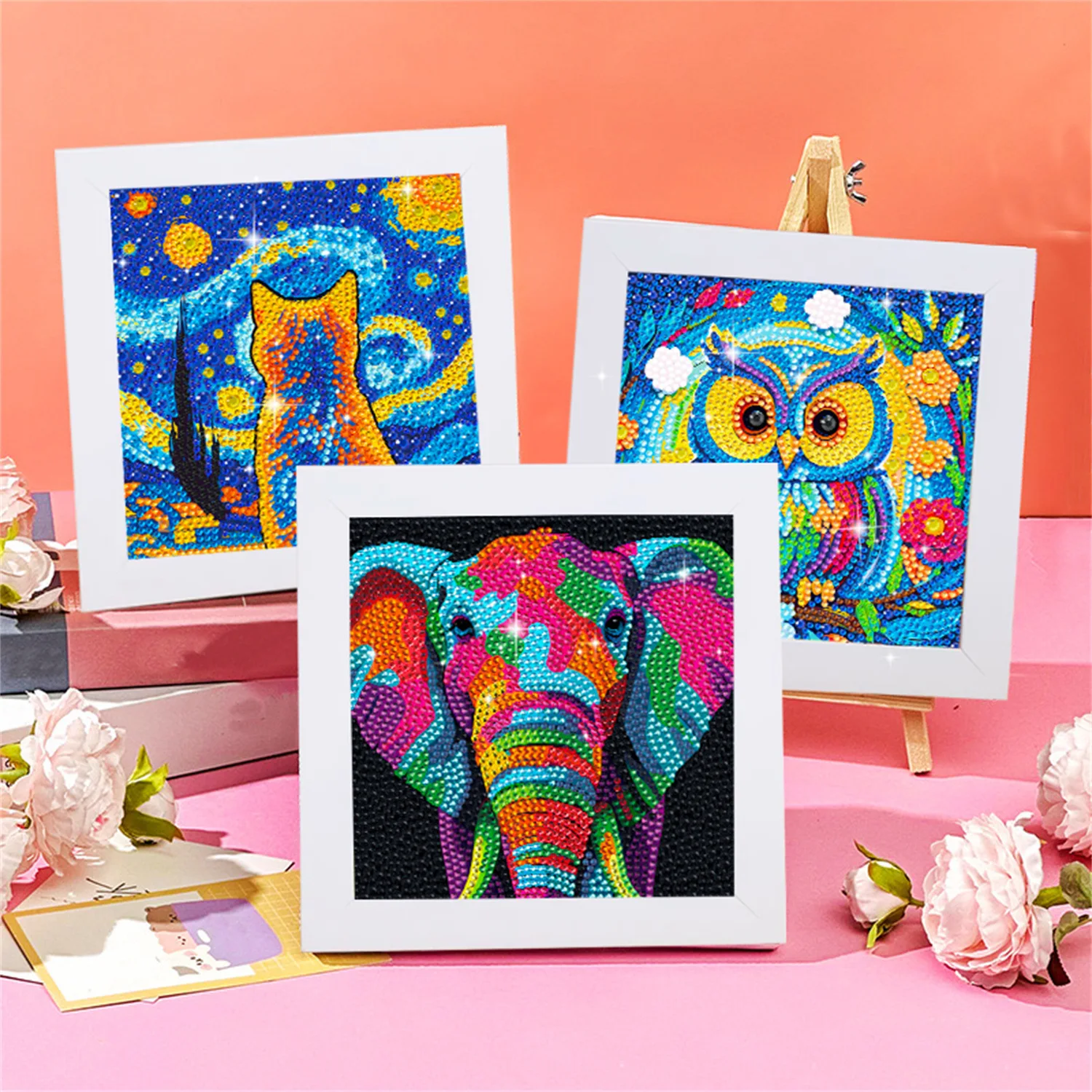 

New DIY Full-diamond 5D Puzzle Children's Handcraft Sticker Diamond Painting, Full-diamond Cartoon Animal Series Diamond Art