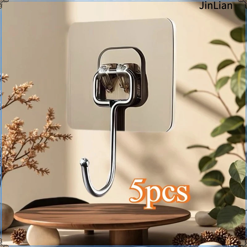 5-20PCS Self Adhesive Hooks Rotating Waterproof Strong Sticker Holder Wall Door Storage Hanging Hook Kitchen Bathroom Organizer