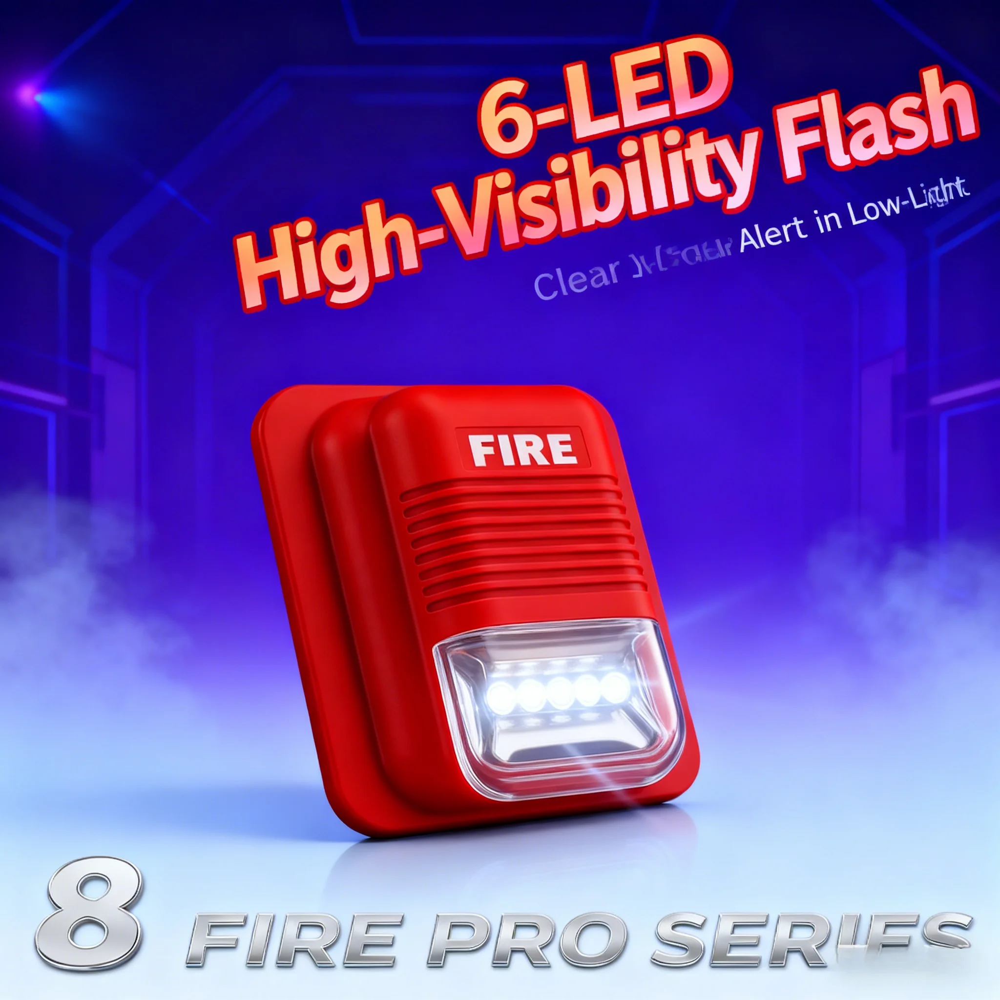 

120dB Fire Strobe Siren 6 LED Flash 3 Selectable Tones DC9 24V Alarm Horn For Warehouse Corridor Parking Safety