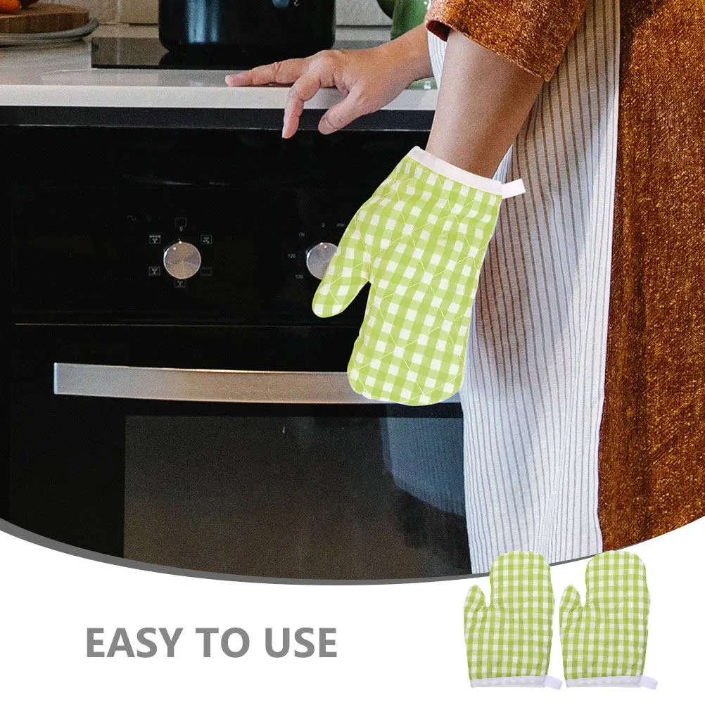 2Pcs Oven Mitts Heat Resistant Kitchen Mittens with Hanging Rope Reusable Washable One Size Fits All Baking Gloves Cooking Heat