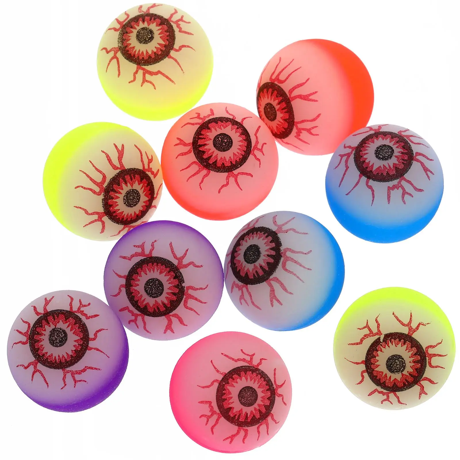 10pcs Colorful Bouncy Eyeballs Scary Eyeballs Jumping Balls Halloween Party Props Kids Trick Toy Horror Eyeballs Party Favors