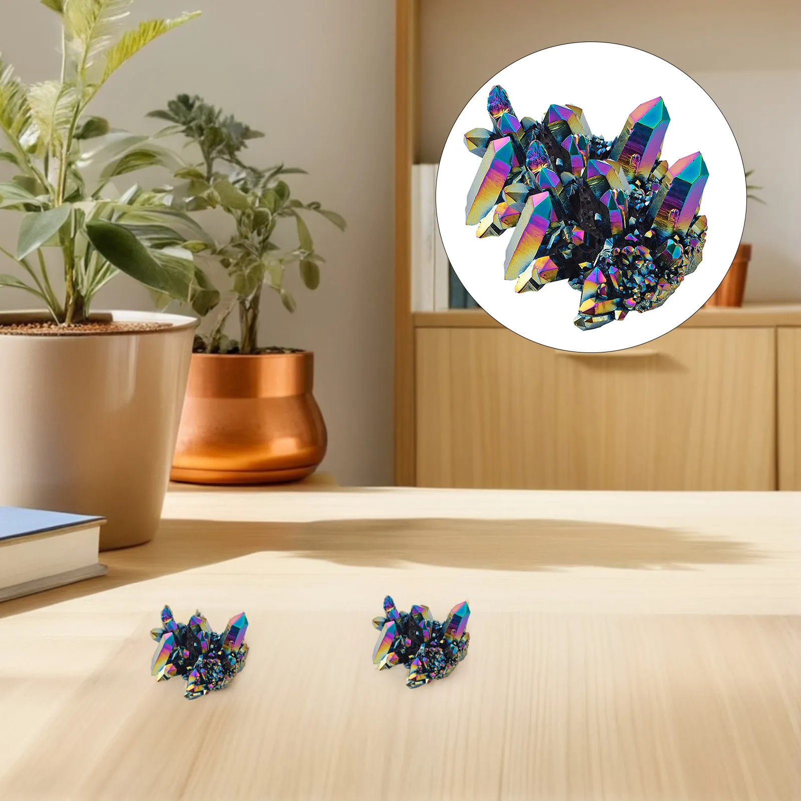 2Pcs Natural Crystal Cluster for Fish Tank Decoration Natural Stones Ornament DIY Crafts Home Desktop Decor