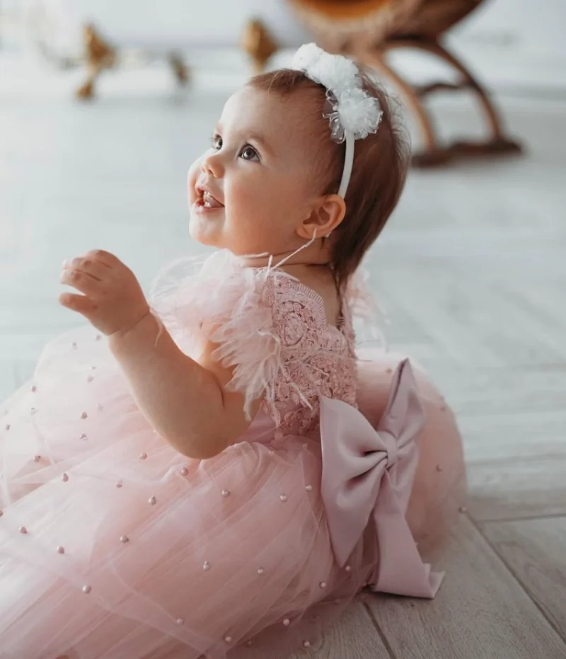 Baby Girl Dress Special Occasions Flower Girl Dress Toddler Tulle Dress 1st Birthday Dress Princess Formal Dance Gown Big Bow