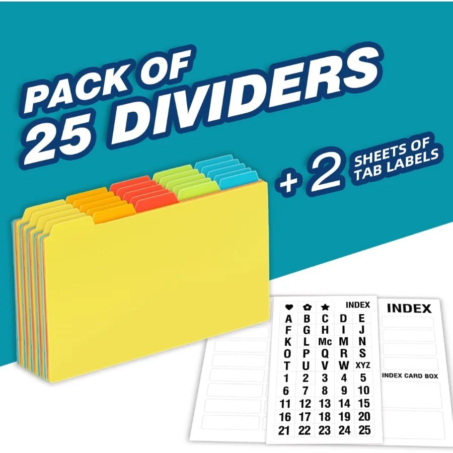 5x8 plastic indexkaartverdelers Zwaargewicht poly-indexkaartgeleiders AZ voor flashkaarten en receptenkaarten met alfabetische blanco