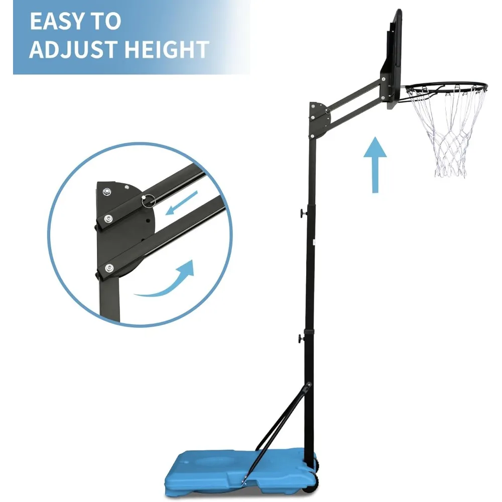 Sistema de cesta de basquete portátil de altura ajustável 4,8-10 pés com 28 cestos inquebráveis e base preenchível para courões ao ar livre