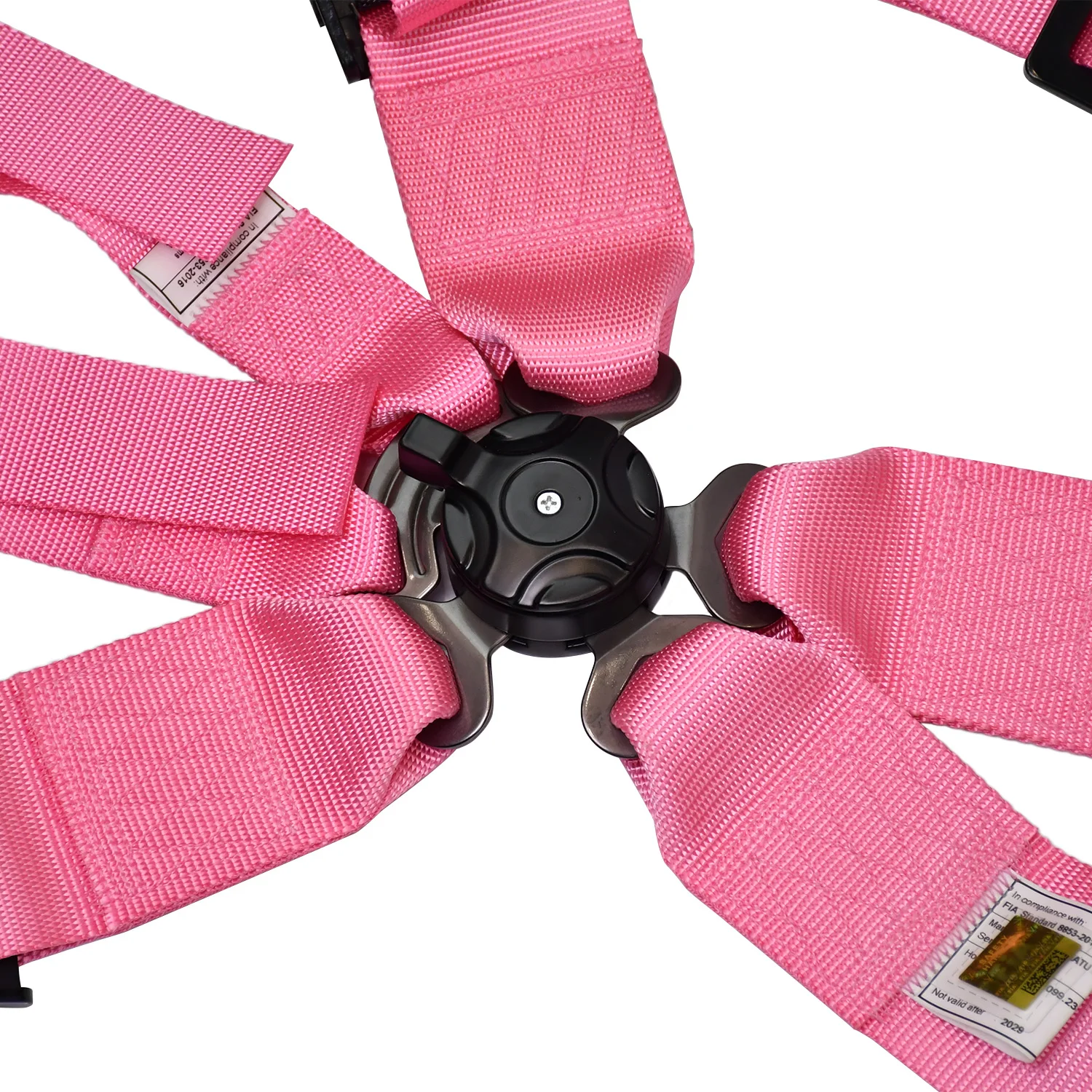 Customize Racing Car Safety Harness 6-Point Pink Color Adjustable Fixed Installation Quick Release Polyester Racing Belt