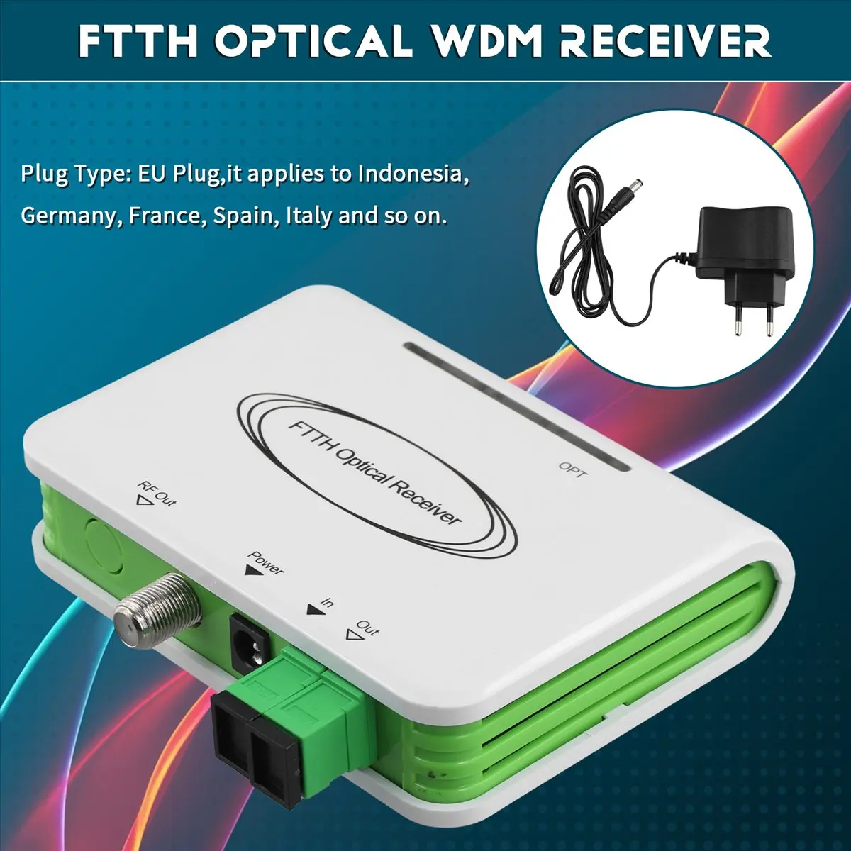 CATV System ONU FTTH Optical WDM Receiver Optical Node Active Triplexer SC/APC(A) EU PLUG