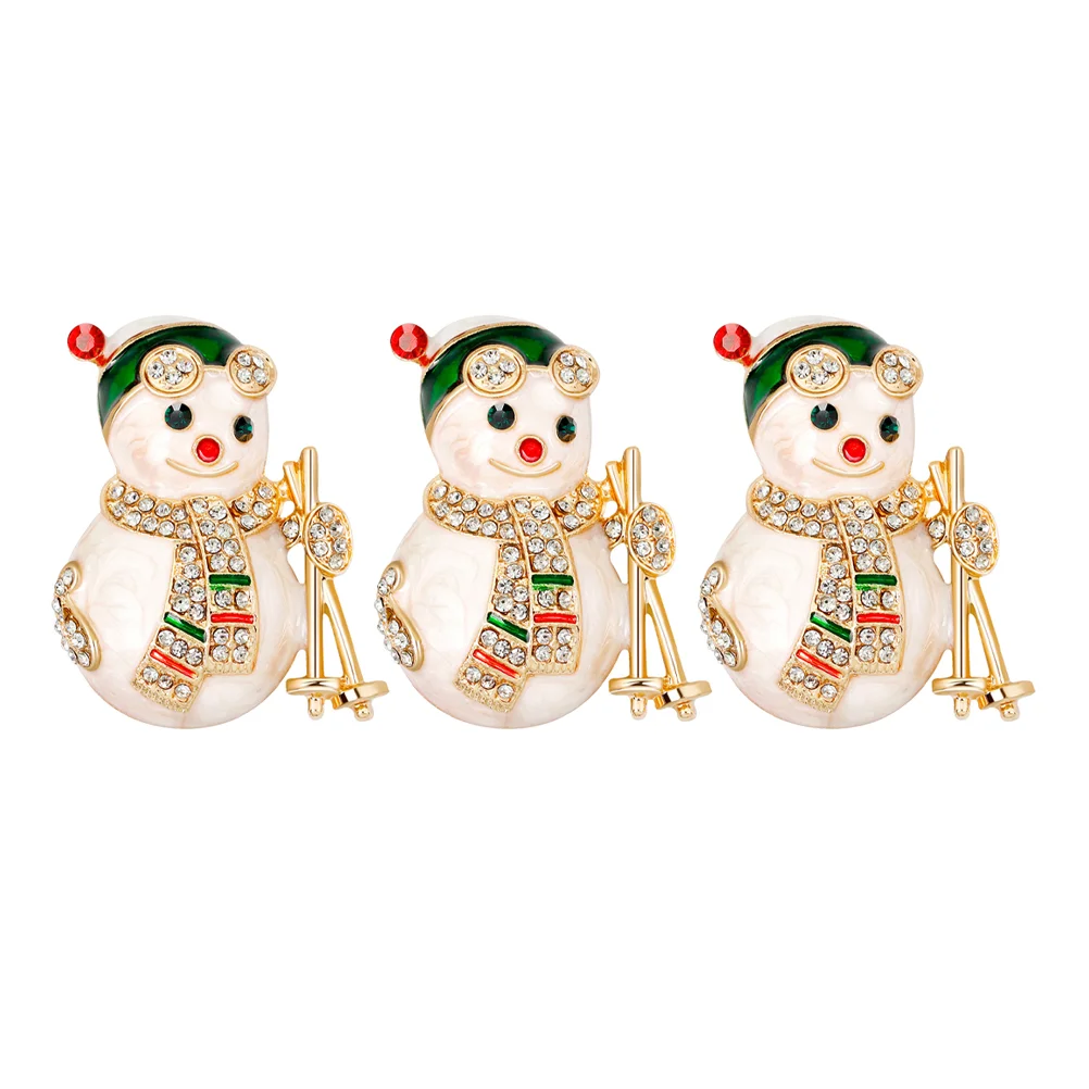 

3 Pcs Christmas Brooch Pins for Socks European Fashion Snowflake Backpacks Alloy Cute