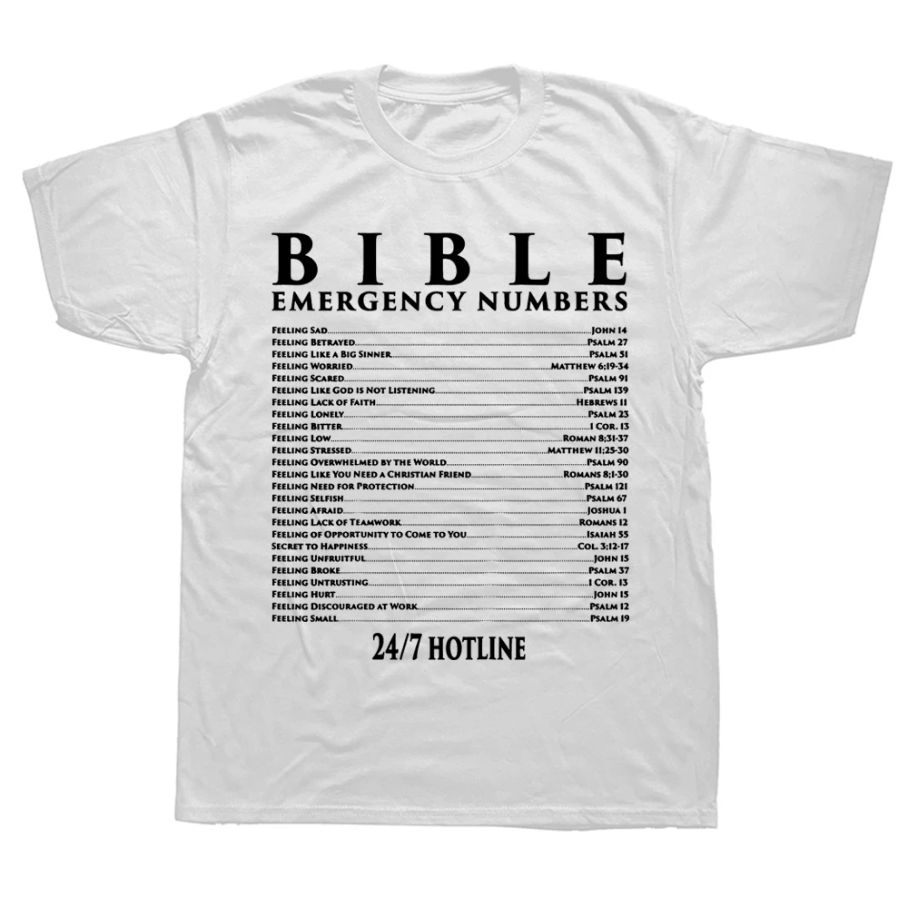 Funny Bible Emergency Cool Christian T Shirts Graphic Cotton Streetwear Short Sleeve Birthday Gifts Jesus God Faith T-shirt