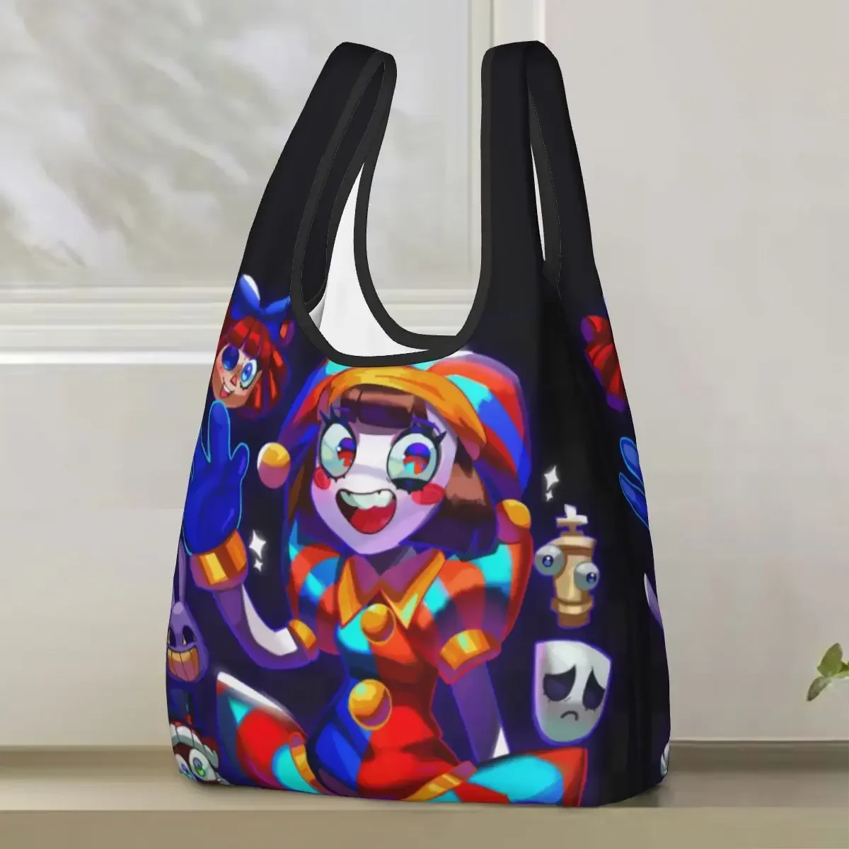 Amazing Digital Circus Shopping Bag Portable Tote Bags Foldable Shoulder Shopper Bag Grocery Handbag
