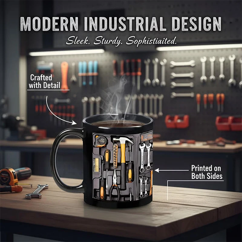 

3D Toolbox Ceramic Coffee Mug, 11oz Gift for Mechanics & Car Lovers, Birthday Christmas Present, Creative DIY Drinkware