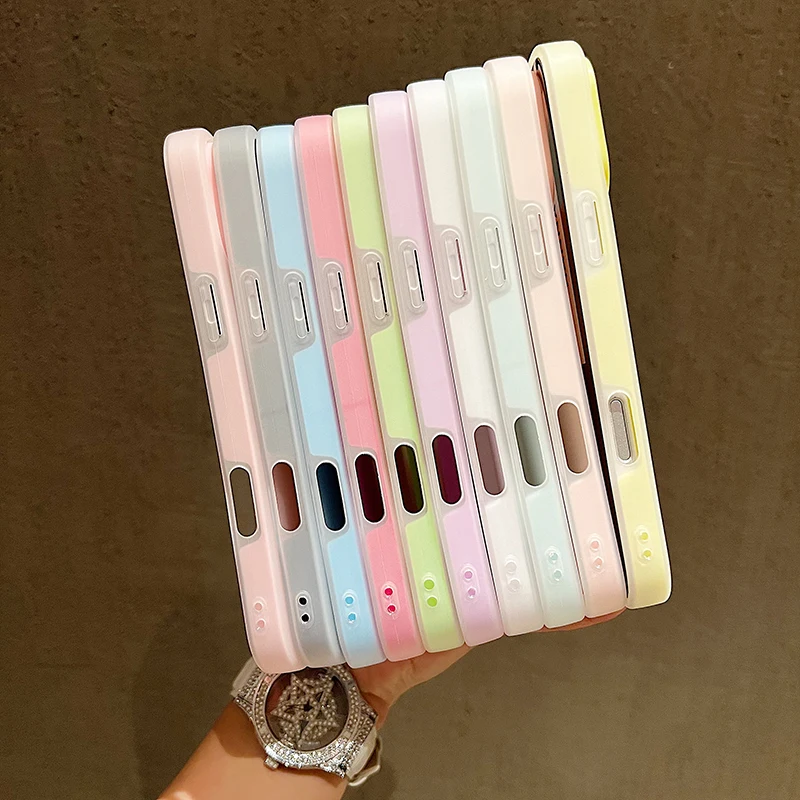 Luxury Candy Color Clear Matte Phone Case For iPhone 17 16 15 14 13 12 11 Pro Max Plus 17 Air Shockproof Bumper Soft Jelly Cover - náhled 5