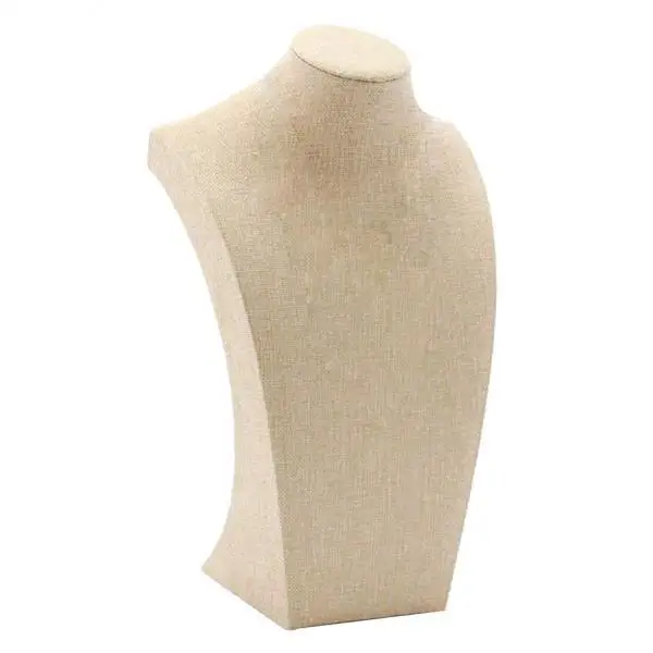2xNecklace Pendant Display Bust Stand Holder Rack, Linen 115*200mm