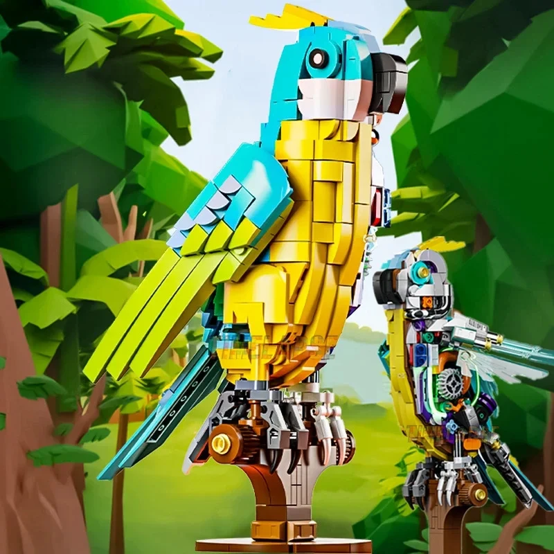 688pcs Technical Mechanical Parrot Building Blocks Bricks Model Set Animal World MOC Assembly Toys For Boy Kids Christmas Gifts