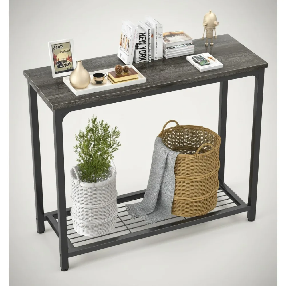 

Современный двухъярусный консольный столик с сетчатыми полками, серый диван-стол для гостиной, прихожей, кухни