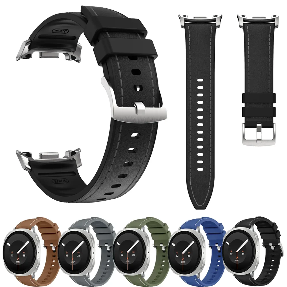 Original Silicone+Leather Band for Samsung Galaxy Watch 8 Classic 46mm Breathable Bracelet for Galaxy Watch 9 8 40mm 44mm Strap