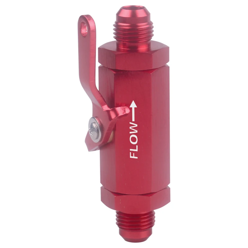 An6 6An Aluminum Inline Fuel Filter Shut Off Valve Cut Off with Cable Lever Car Accessories(Red)