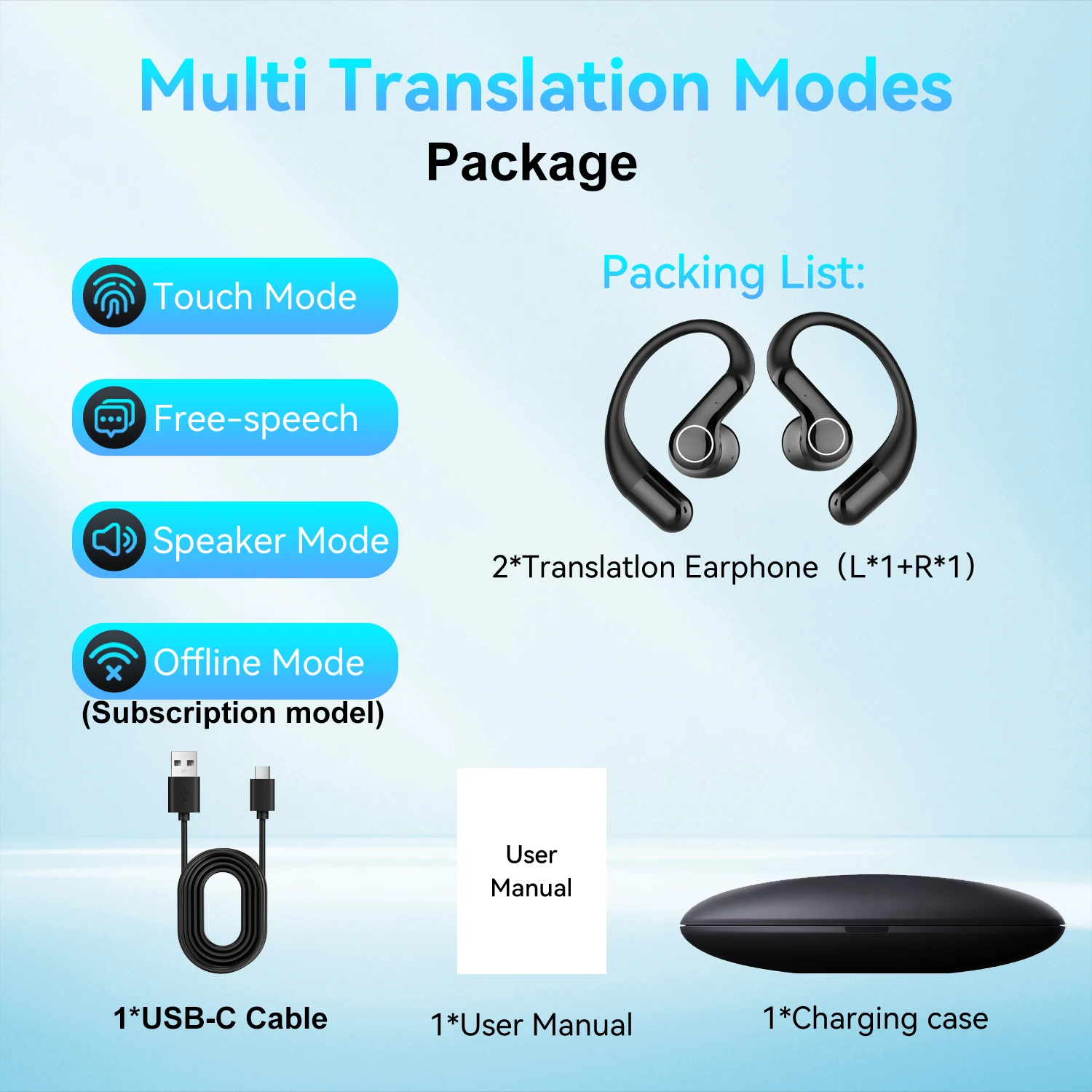 Nuevo Traductor de auriculares Bluetooth inteligente M16, interpretación simultánea, escucha de llamadas Bluetooth, traducción Bluetooth