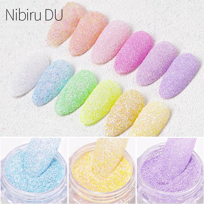 12pcs Shiny Sugar Sand Nail Art Glitter Set Mermaid Rubbing Luminous Nail Powder Pigment For Manicure Sugar Effect Shimmer Dust