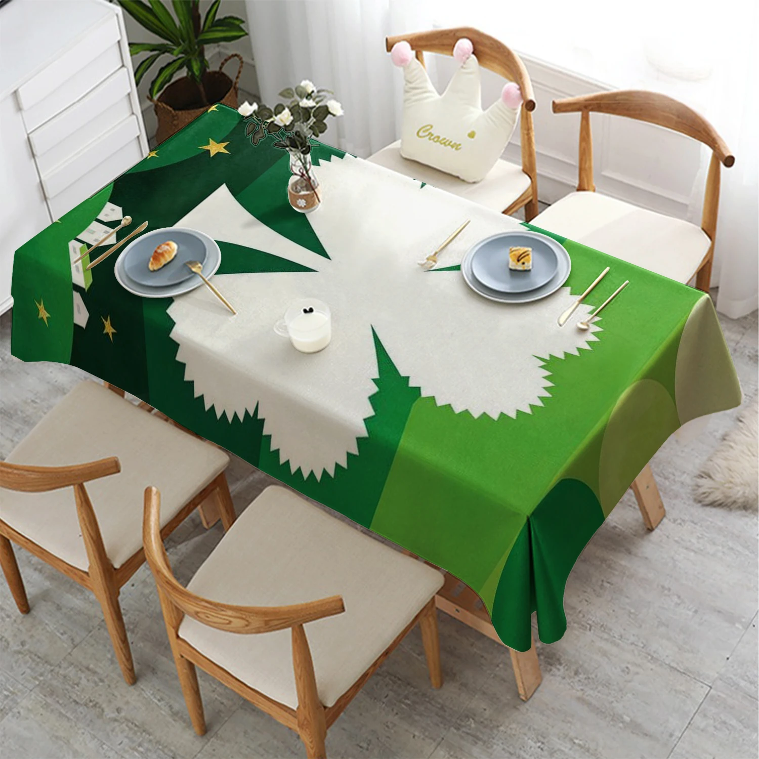 

2D скатерть с геометрическим узором, ресторанная кухонная скатерть, украшение для гостиной, прямоугольное украшение для вечеринки