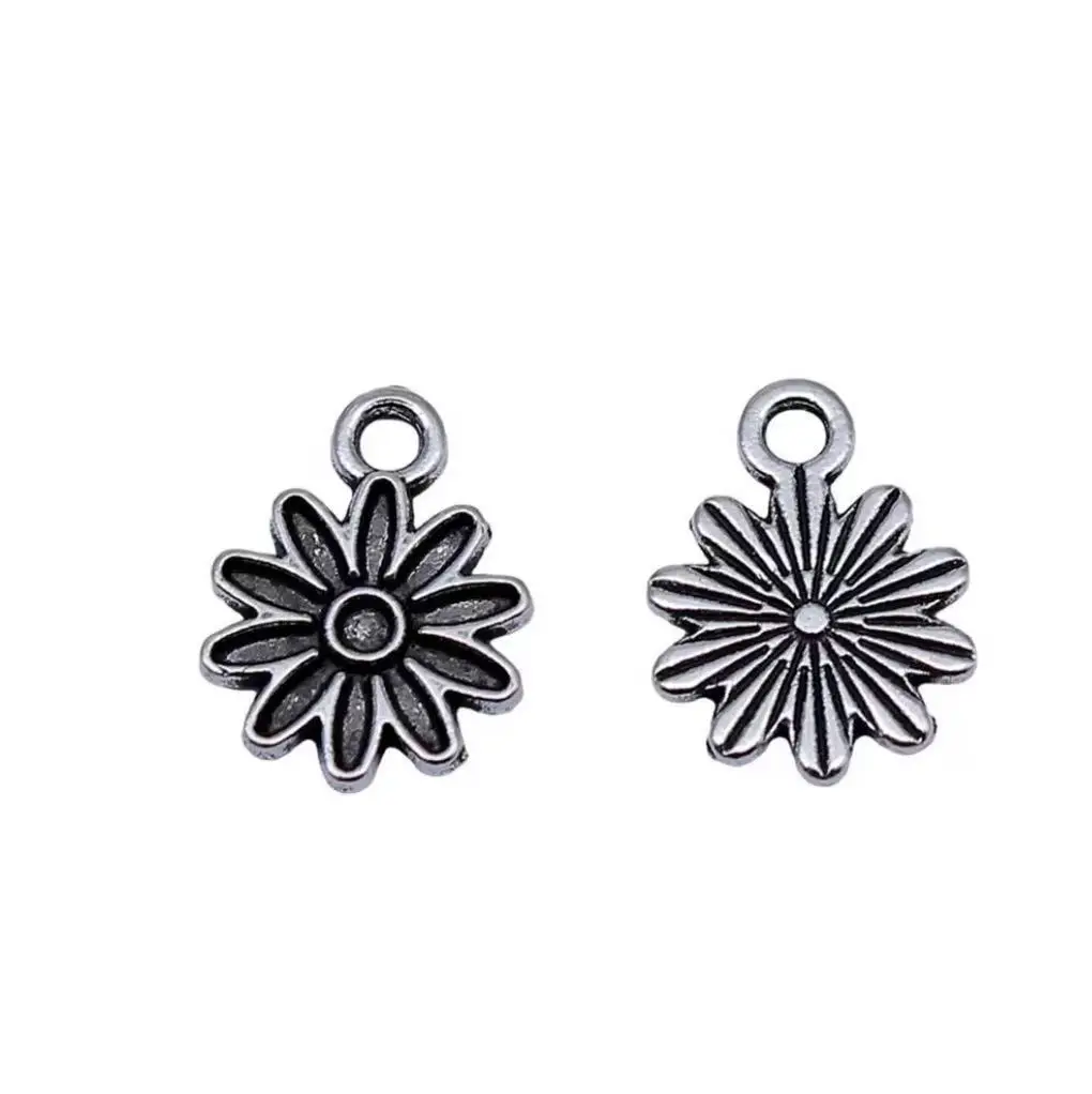 

50pcs 13*9.6mm Vintage flower design pendants for handmade Zinc alloy metal HW3246