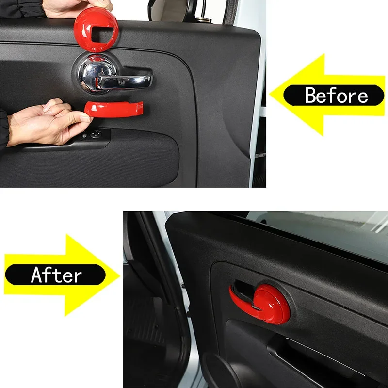 

4Pcs ABS carbon fiber For Fiat 500 2010-2026+ car interior handle cover decorative sticker car interior protection accessories