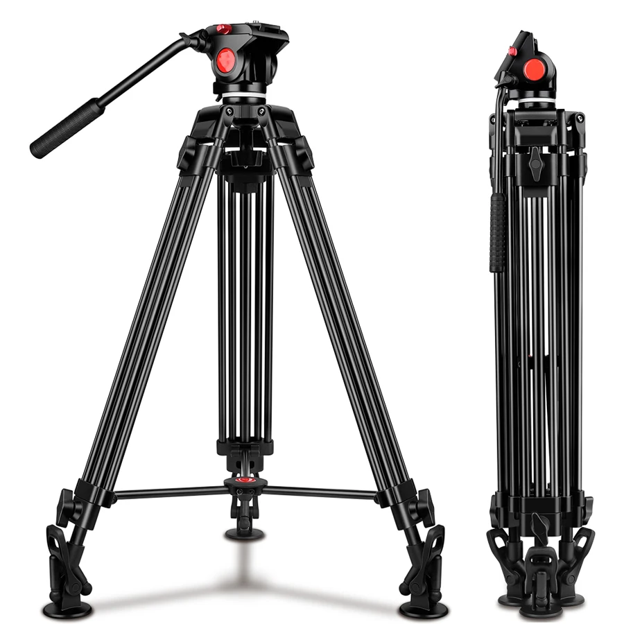 

Professional Aluminum Mobile Phone Tripod 10kg Load Telescopic Legs Heavy Duty Vlog Stand with Bubble Level Foldable Design