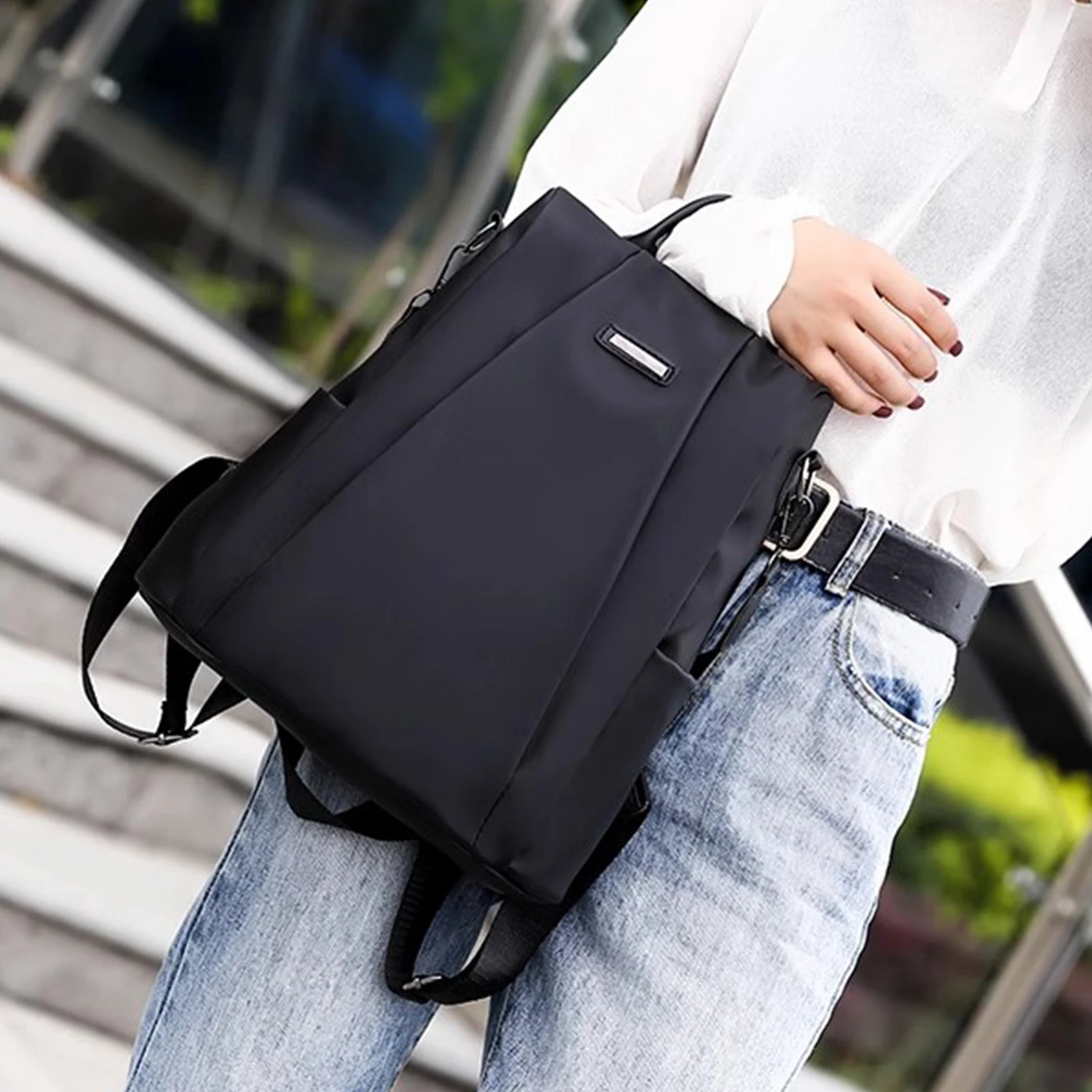 1pc Anti Theft Backpack Stylish Oxford Cloth School Bag for Women Daily Work Travel Hidden Zipper Secure Durable Lightweight