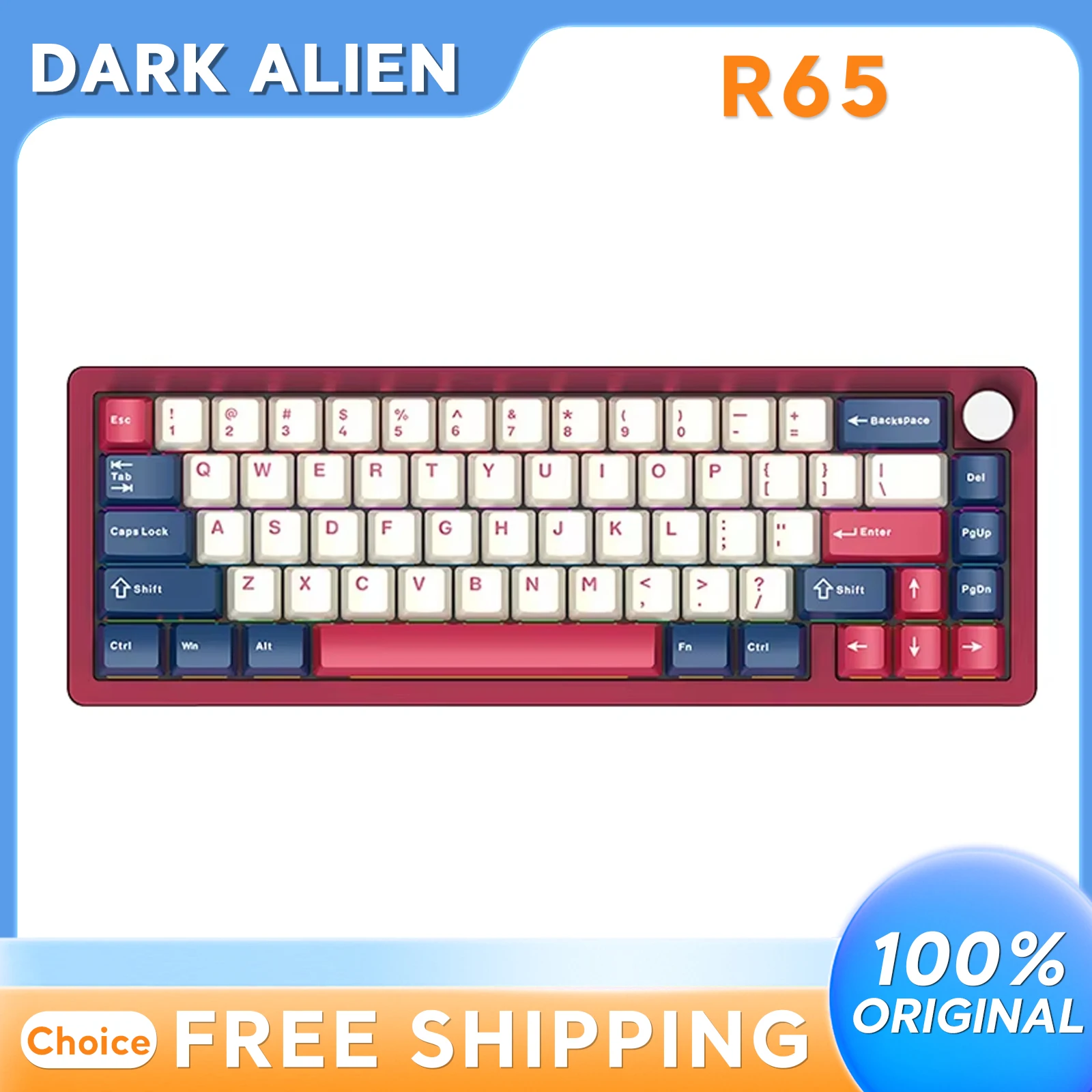 

Алюминиевый чехол Dark Alien R65, три режима подключения с ЧПУ, горячая вилка, RGB, 65% раскладка, игровая механическая клавиатура, портативная, легко работает
