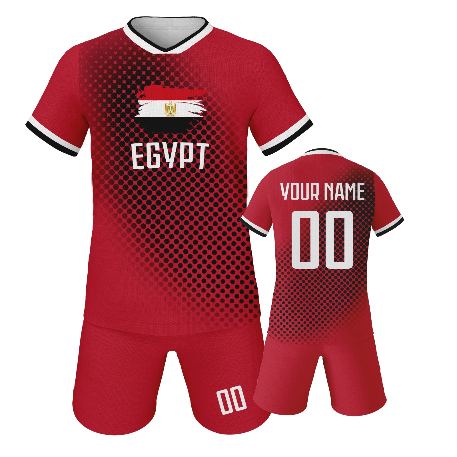 Custom Egypt Soccer Jersey Kids Football Training Kit Boys Girls Team Uniform with Personalized Name Number Soccer Lovers Gift