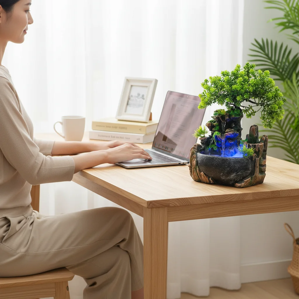 

Настольный фонтан, 220В, с функцией создания тумана, настольный туманообразующий фонтан, светодиодная подсветка и бесшумный насос, для дома/офиса