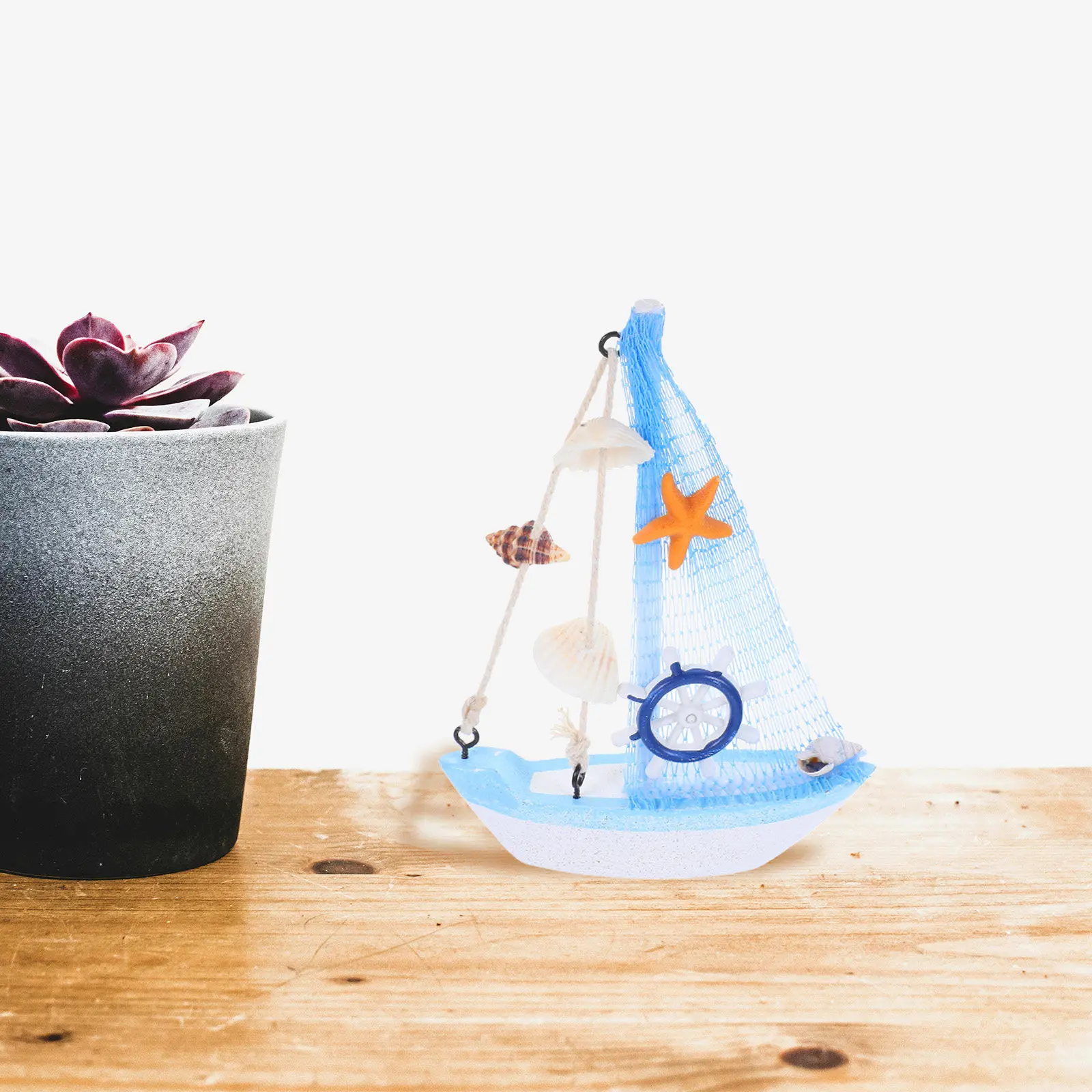 Mini Wooden Nautical Sailboat Home Decor Stylish Beach Themed Tabletop Decoration Photography Prop Accent Nautical Decor