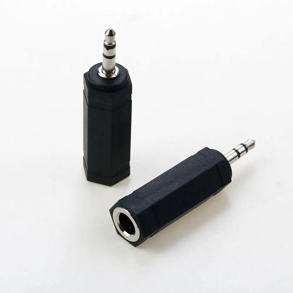 Dual Channel Stereo Jack Plug Adapter, Adaptador de conversor de áudio, 2 Pole Mono, 3 Pole, 3.5mm, fêmea para 6.35mm