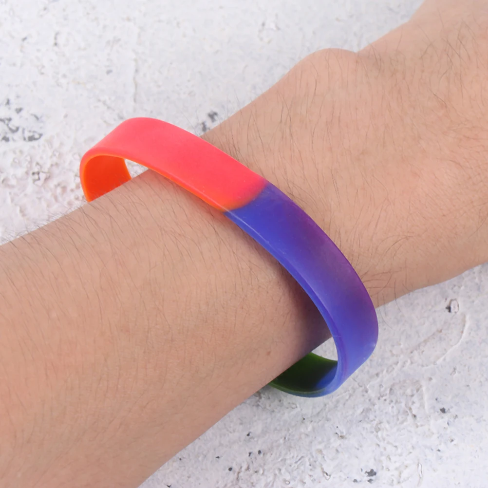 

12 Pcs Rainbow Colored Bracelet Miss Wrist Band Silica Gel Wristbands for Events