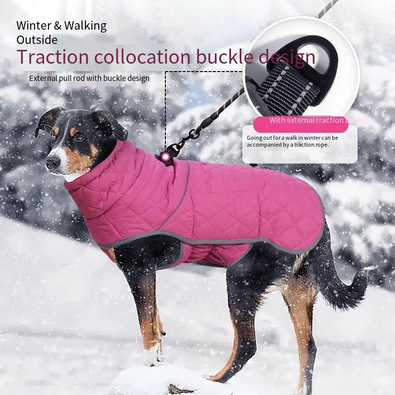 

Warm Dog Coat Reflective Fleece Vest Dog Jacket with Adjustable Buckle Windproof Cold Weather Coats for Small Medium Large Dogs