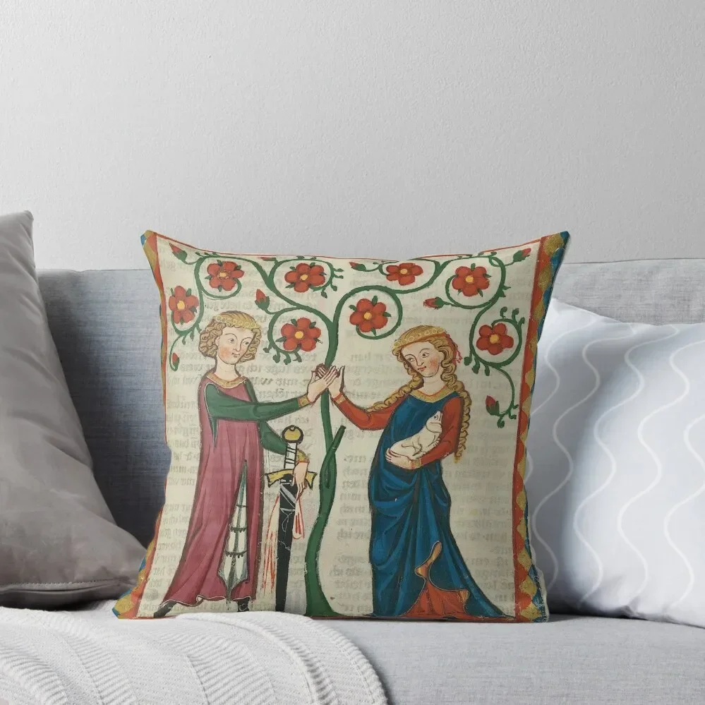 The Lovers (14th century) - Codex Manesse Throw Pillow Cushions For Decorative Sofa Pillowcases Bed Cushions pillow