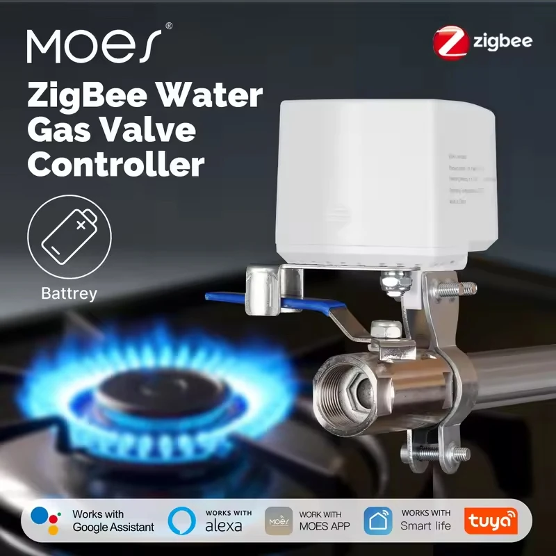 

MOES Tuya ZigBee умный аккумулятор контроллер водяного газового клапана автоматическое низкое энергопотребление голосовое управление с Alexa Google Home