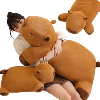 커다란 거대한 카피바라 봉제 장난감 매트, 박제 거대한 카피바라 바닥, 레이지 소파 쿠션, 승마 말, 어린이 생일 장식 장난감 