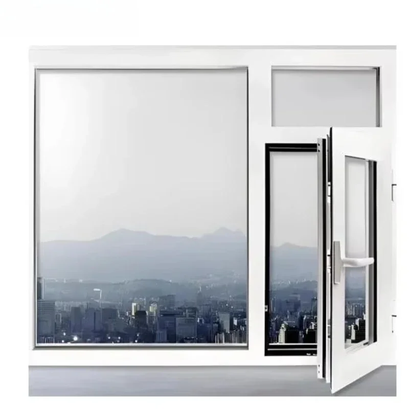 Modern Single and Double Glazed PVC Windows Windproof Soundproof with Hurricane Glass for Office & Apartment Swing Open Style
