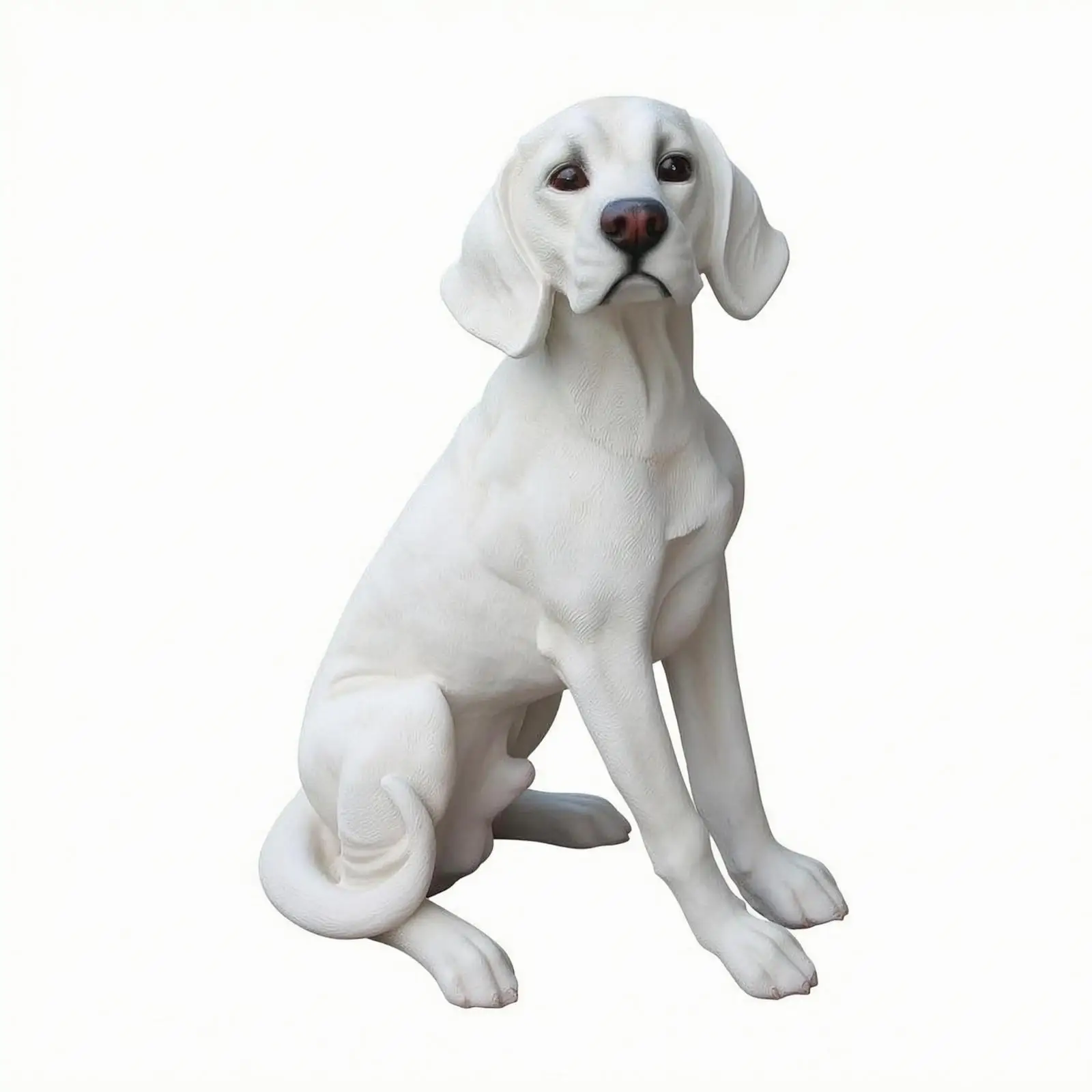 Seated Labrador Statue Floppy Ears Labrador Dog Sculpture Molded Textured Coat Sitting Dog Statue