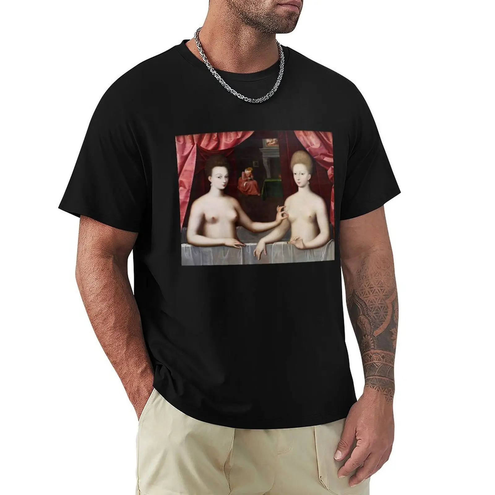 

Gabrielle d'Estrées and One of her Sisters Taking A Bath T-Shirt tops t shirt men 100℅ cotton