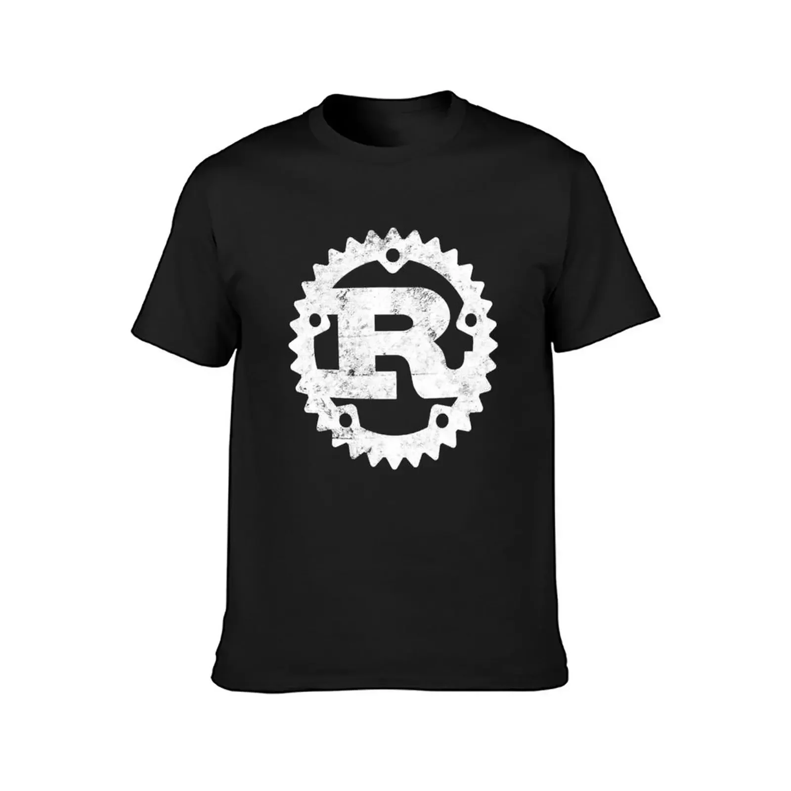Rust Programming logo print distressed T-Shirt cute tops plus size clothes graphics t shirt men 100℅ cotton 2025 new model