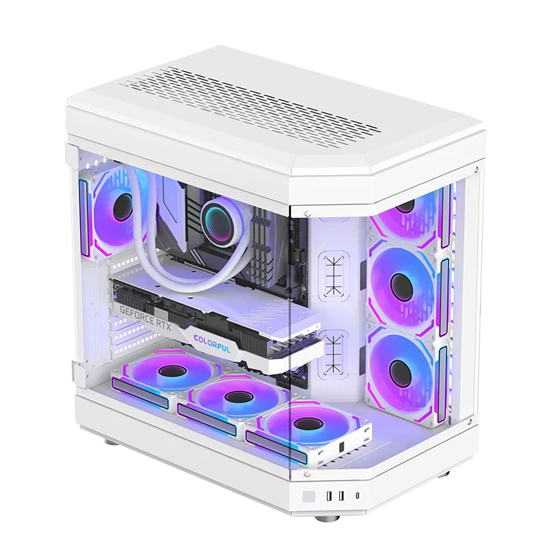 New model customized U-shaped double-sided glass side transparency computer case  wide capacity esport server chassis