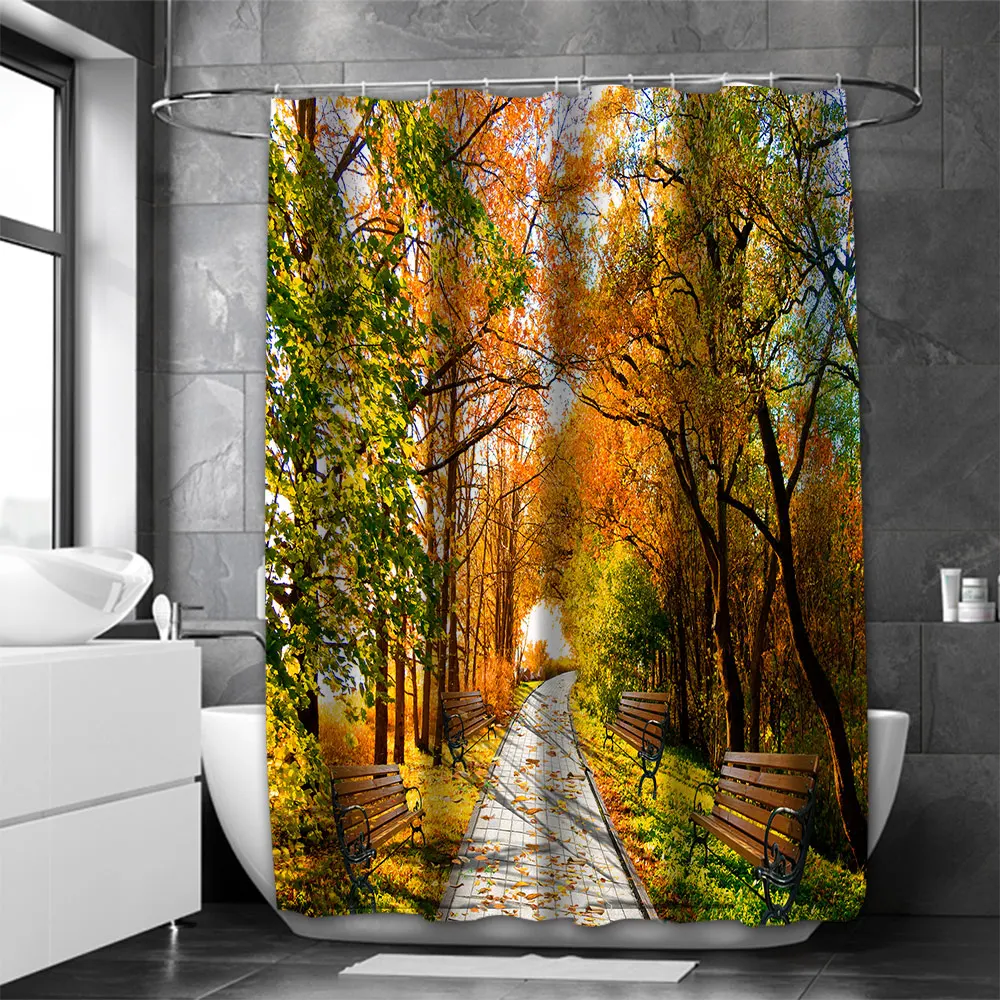 

Autumn Harvest Bathing Curtain Bathroom Shower Curtain Waterproof With 12 Hooks Home Deco Free Ship