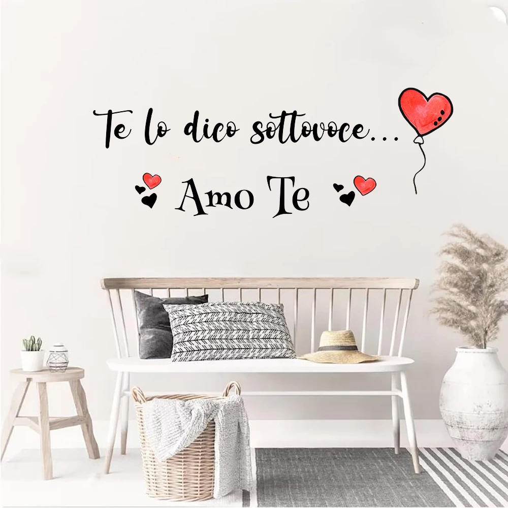 Italian Love Heart Wall Stickers Decals Couple Family Love for Bedroom Living Room Baby Nursery Home Decor