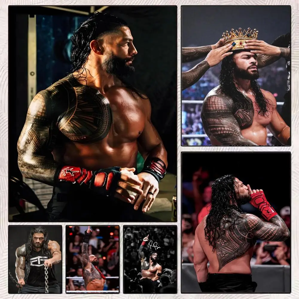 Póster de lucha profesional R-Roman R-Reigns, Mural artístico HD Wallart, decoración impermeable con estampado Vintage para decoración del hogar, duradero