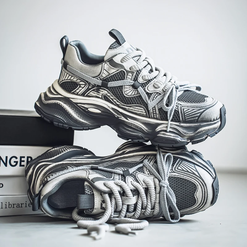 

Chunky Sneakers Mens Designer Easy Matching Sport Shoes Fashion Casual Leather Fabric Breathable Height Increased Platform Shoes