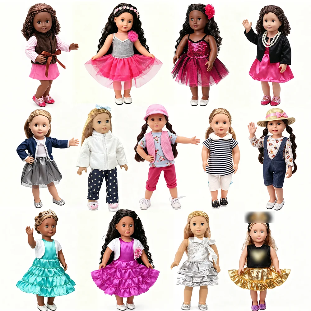 Our 18 inch doll girl clothing, doll skirts, and sets designed specifically for the US market are gifts that children love