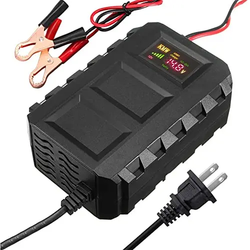 Car Battery Charger, 12V 8A Smart Lithium Iron Phosphate Battery Charger for Car Truck Motorcycle Lawn Mower Marine US Plug